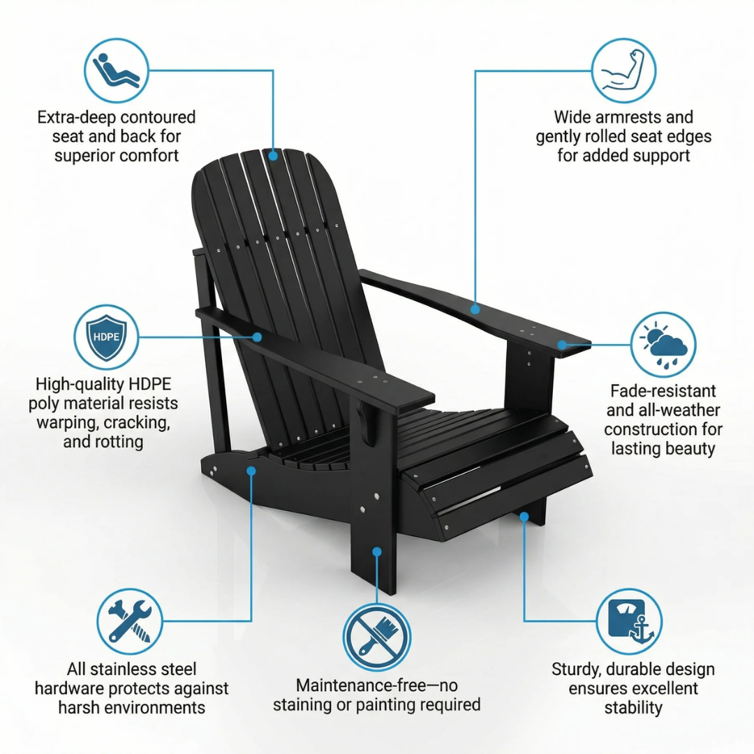 House Blend Decor Poly Classic Adirondack Chair