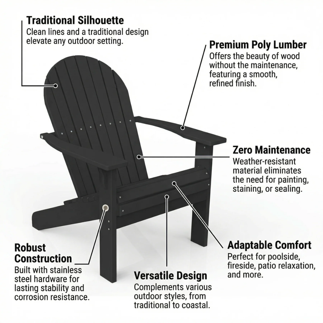 House Blend Decor Poly Deluxe Tall Adirondack Chair