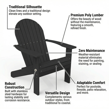 House Blend Decor Poly Deluxe Tall Adirondack Chair